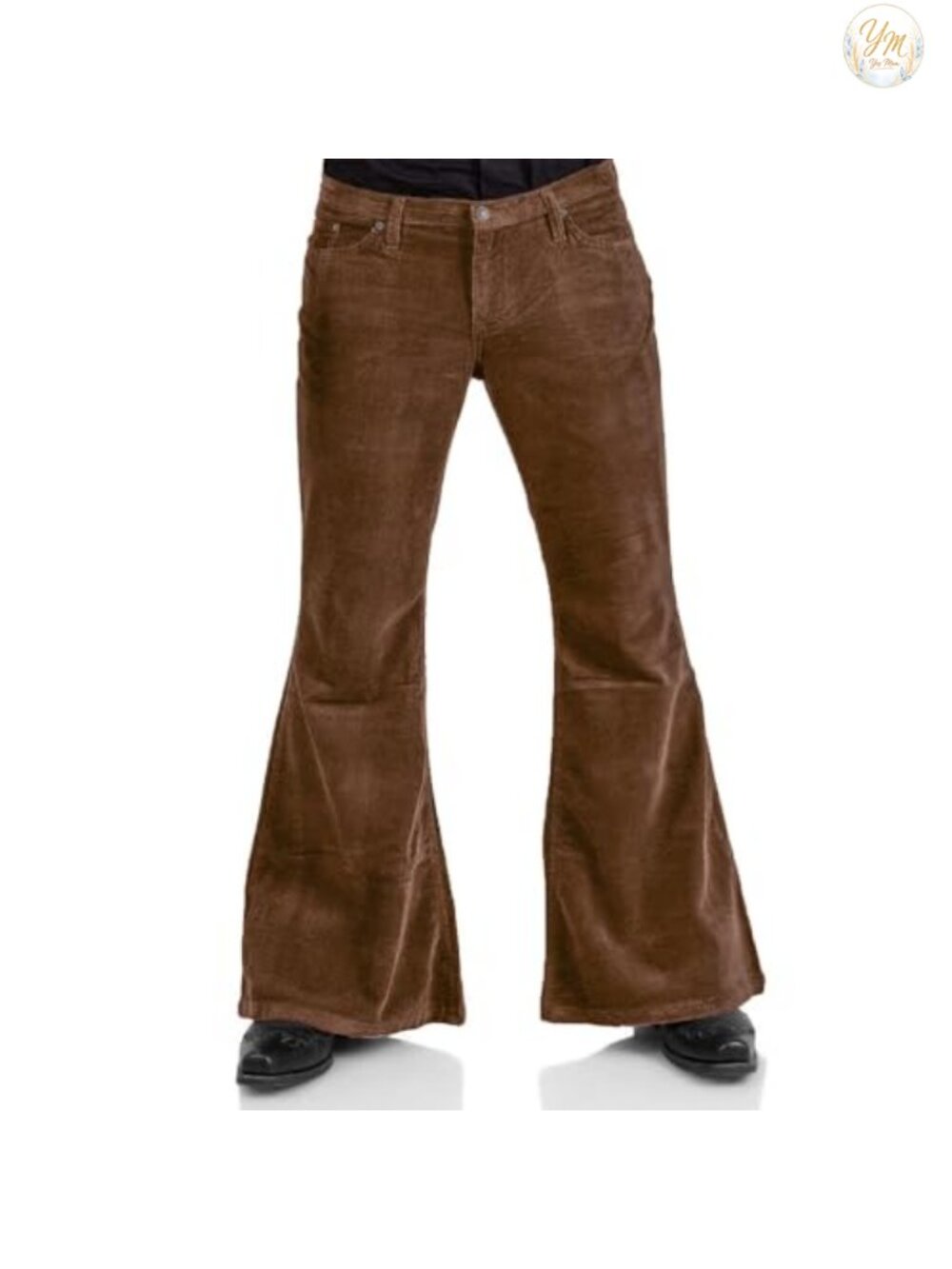 Men's Corduroy Bell Bottom Pants 70s Disco Stretchy Flared Pants